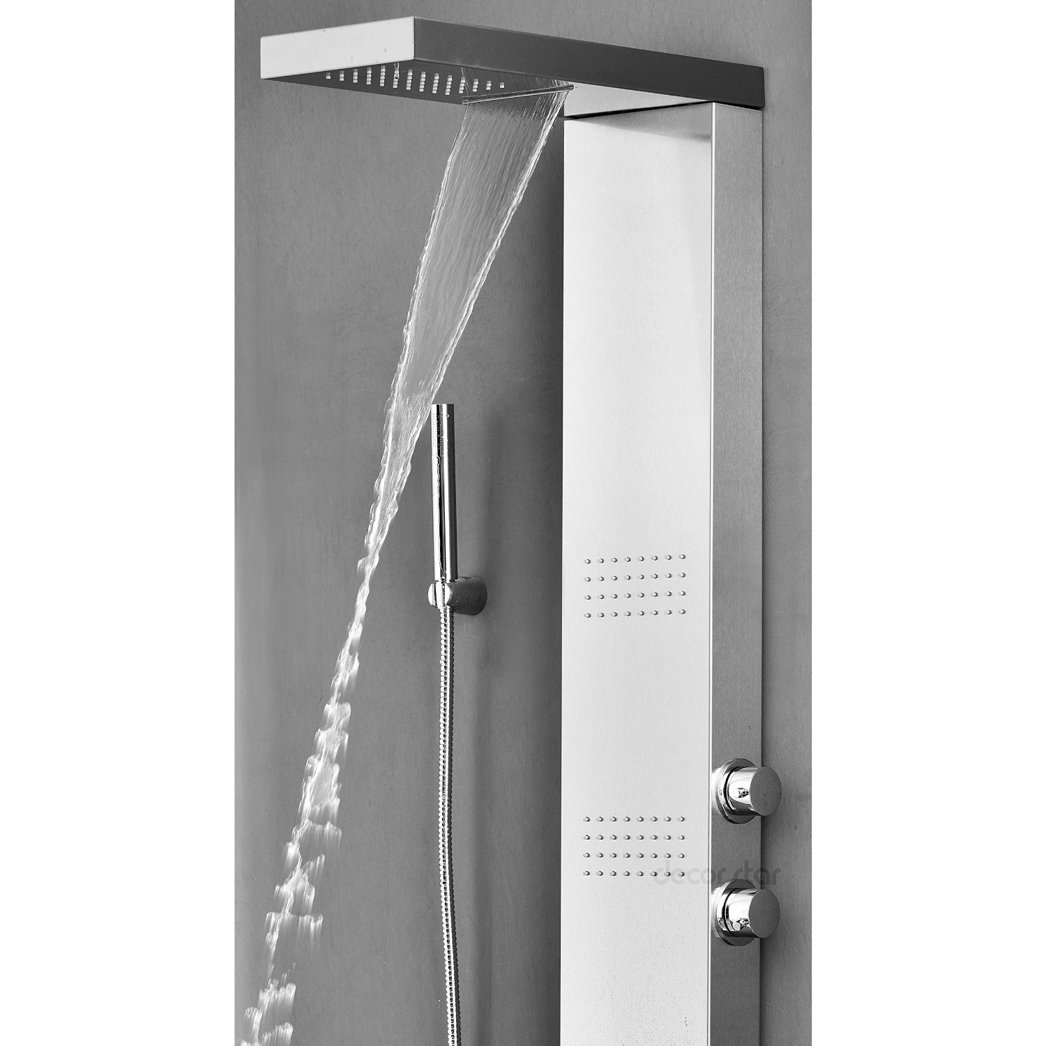 Alberni Stainless Steel Shower Panel with Massage Jets & Hand Shower